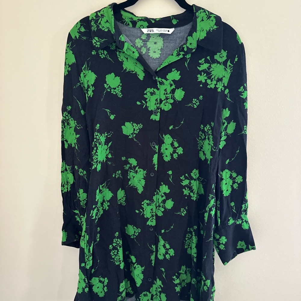 Zara Collared Button Down Floral Dress
